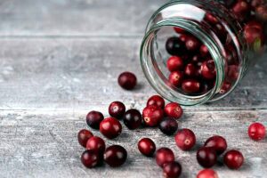 cranberries in floor.