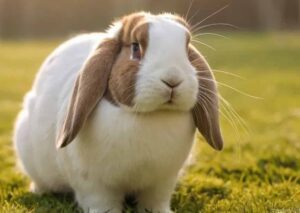 The French Lop Rabbit stand in the fields.